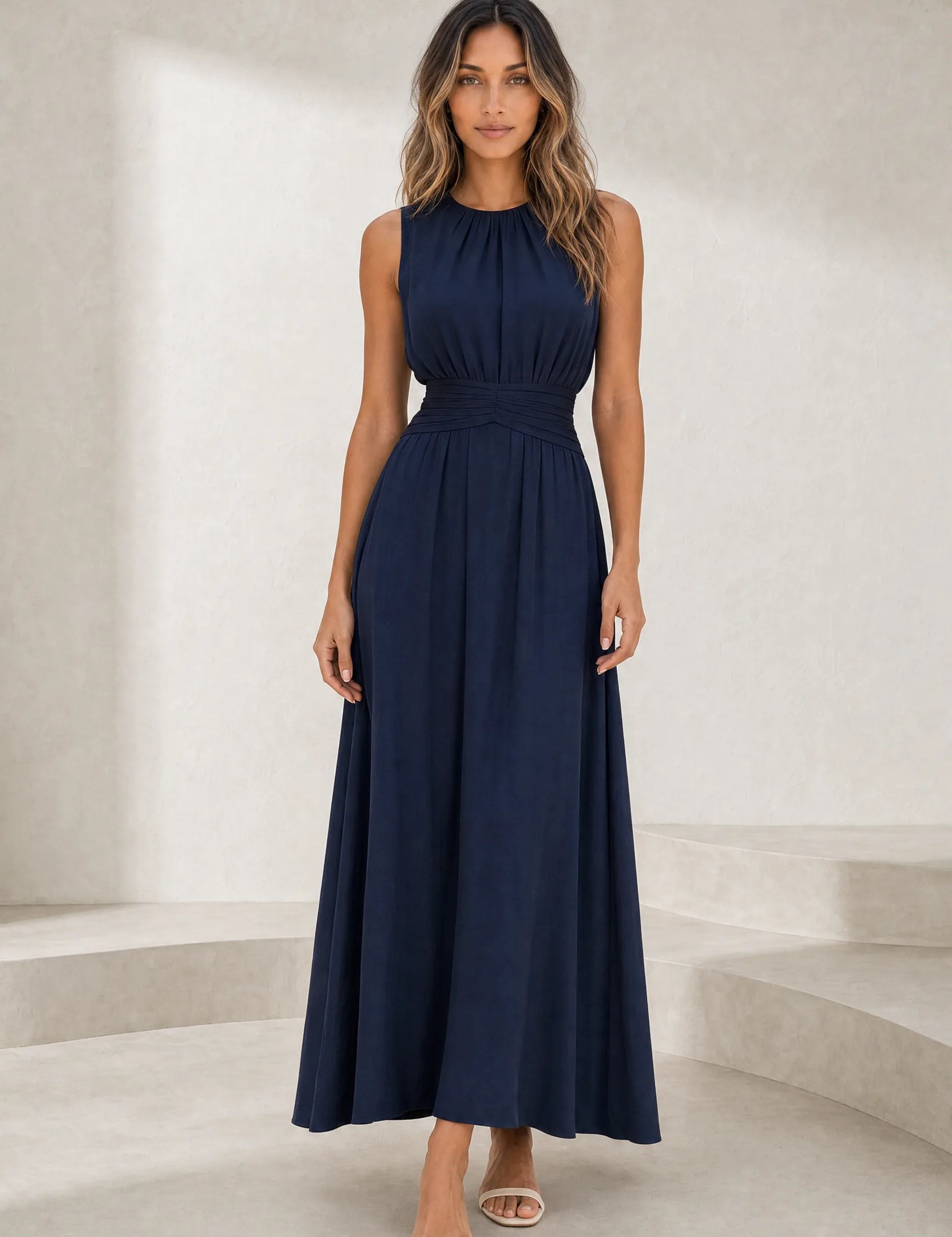Robe longue fluide taille drapée | Lounelle Paris