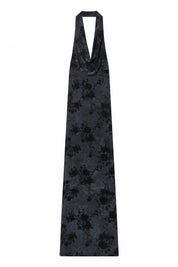 Robe longue gris anthracite col halter | Lounelle Paris