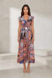 Robe longue marron col V | Lounelle Paris