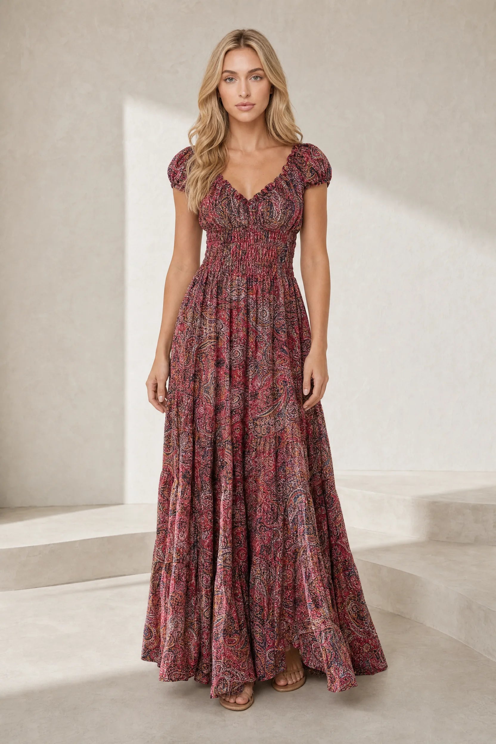 Robe longue smockée à imprimé floral | Lounelle Paris
