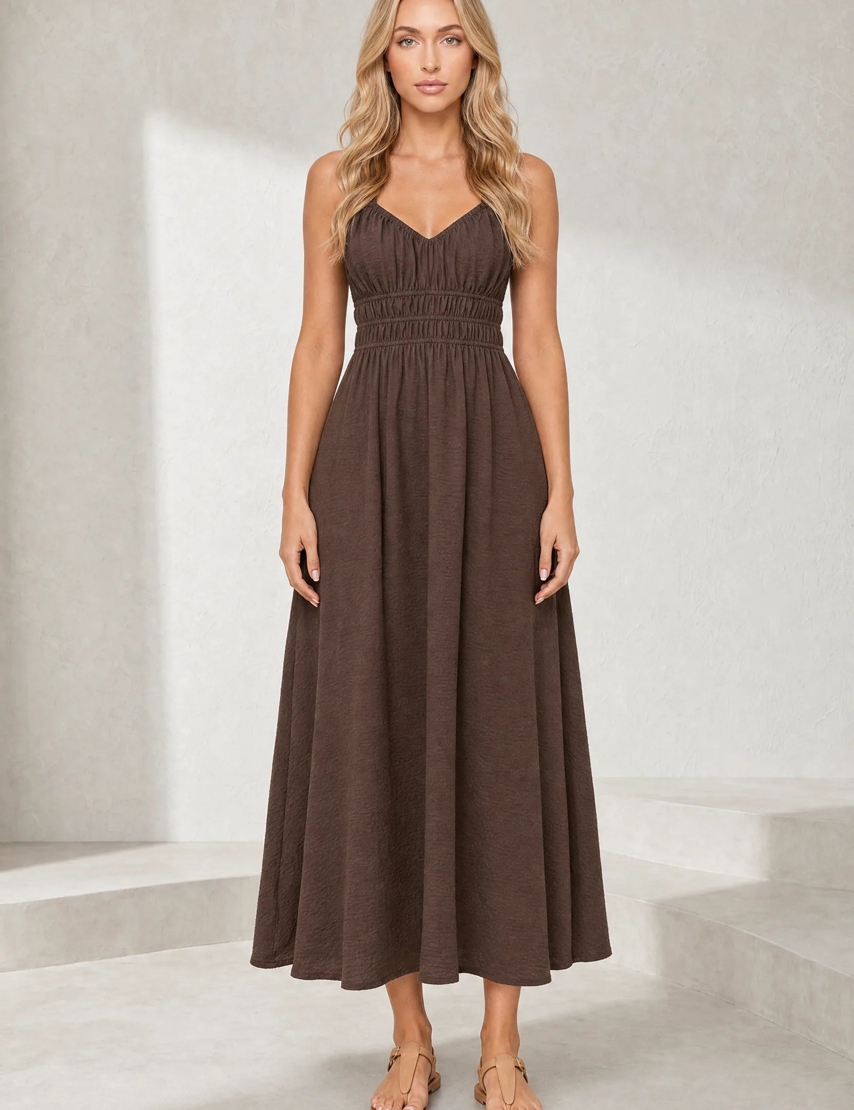 Robe longue smockée dos nu | Lounelle Paris