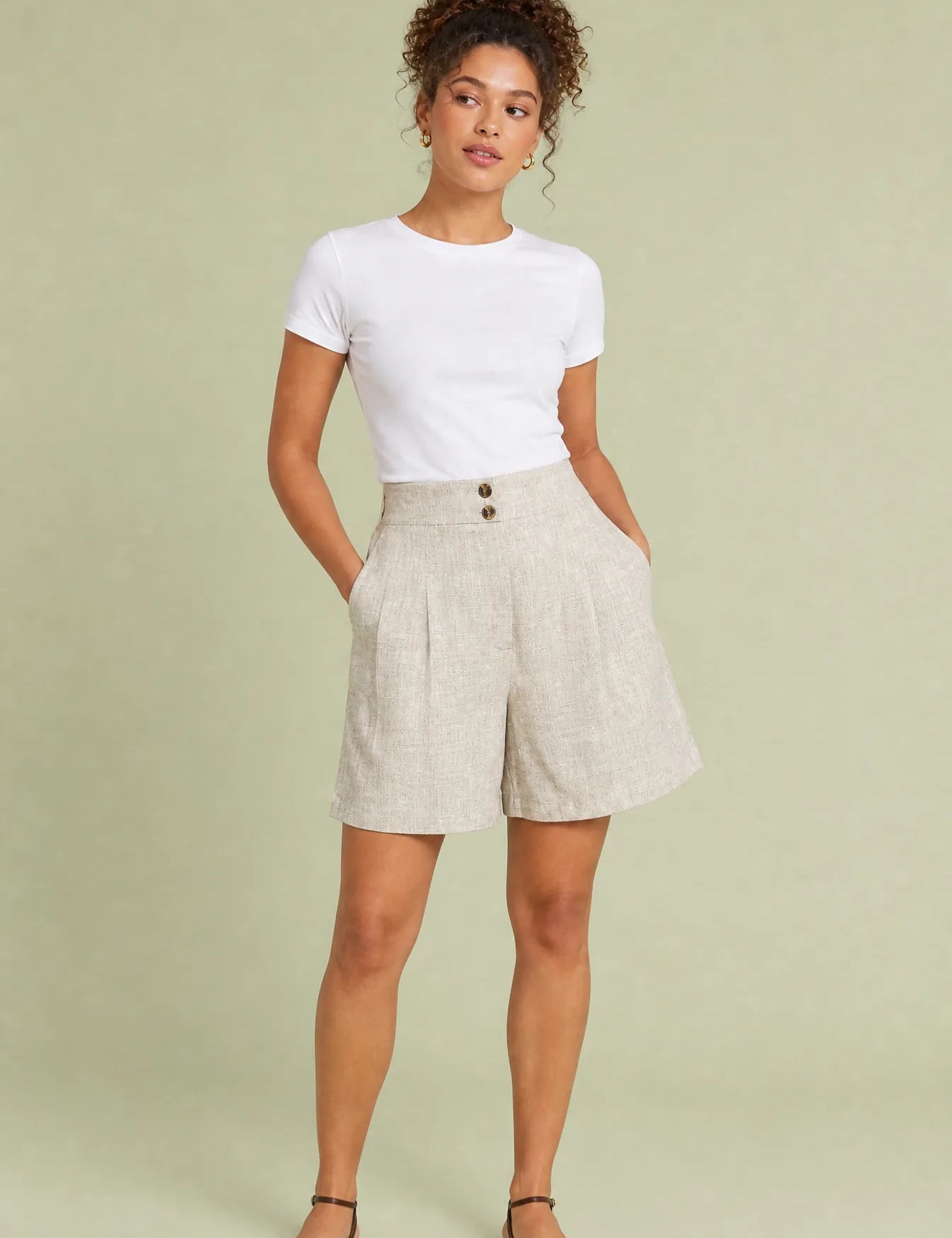 Short taille haute coupe ample | Vue de face | Lounelle Paris