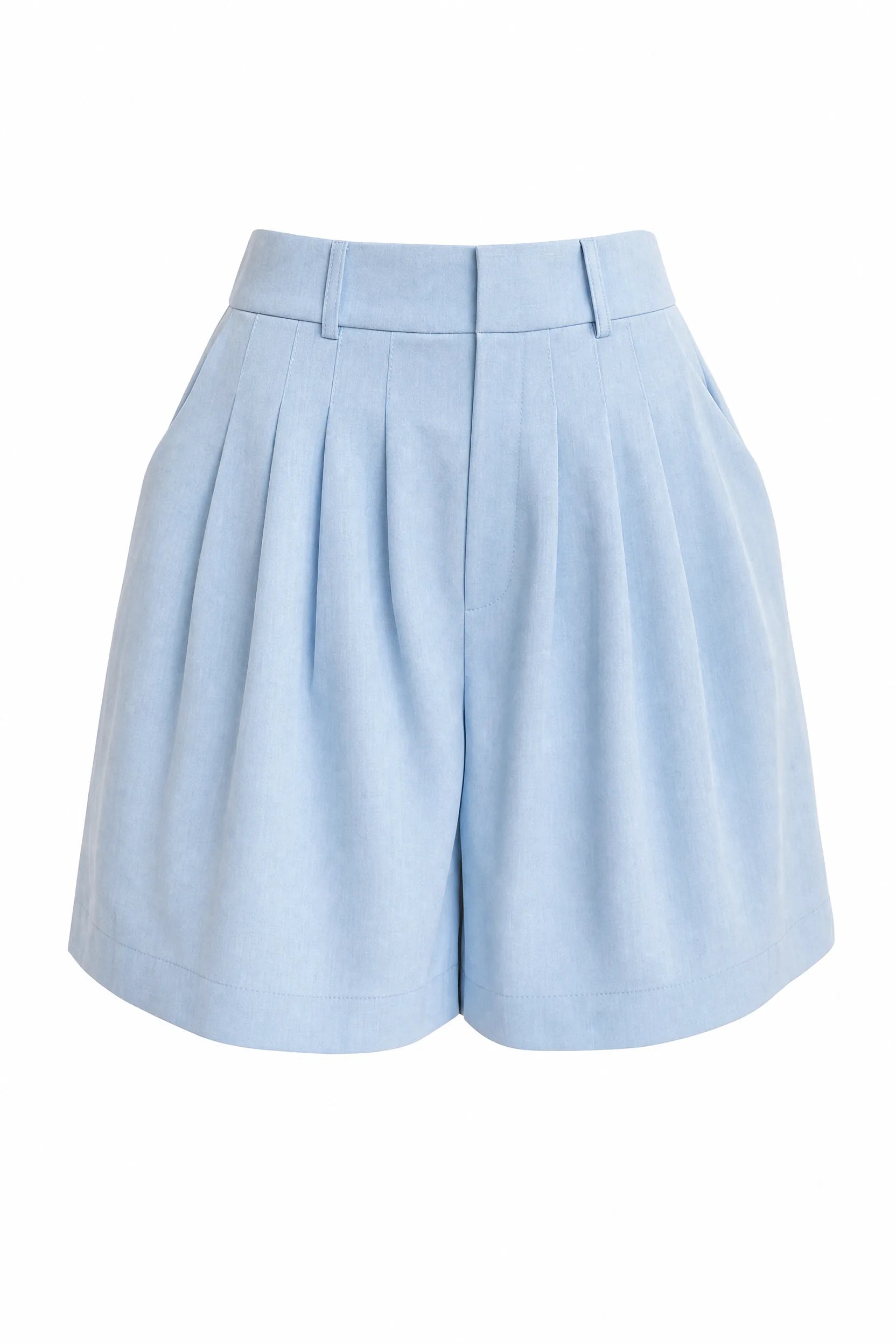 Short tailleur bleu clair plissé taille haute | Lounelle Paris