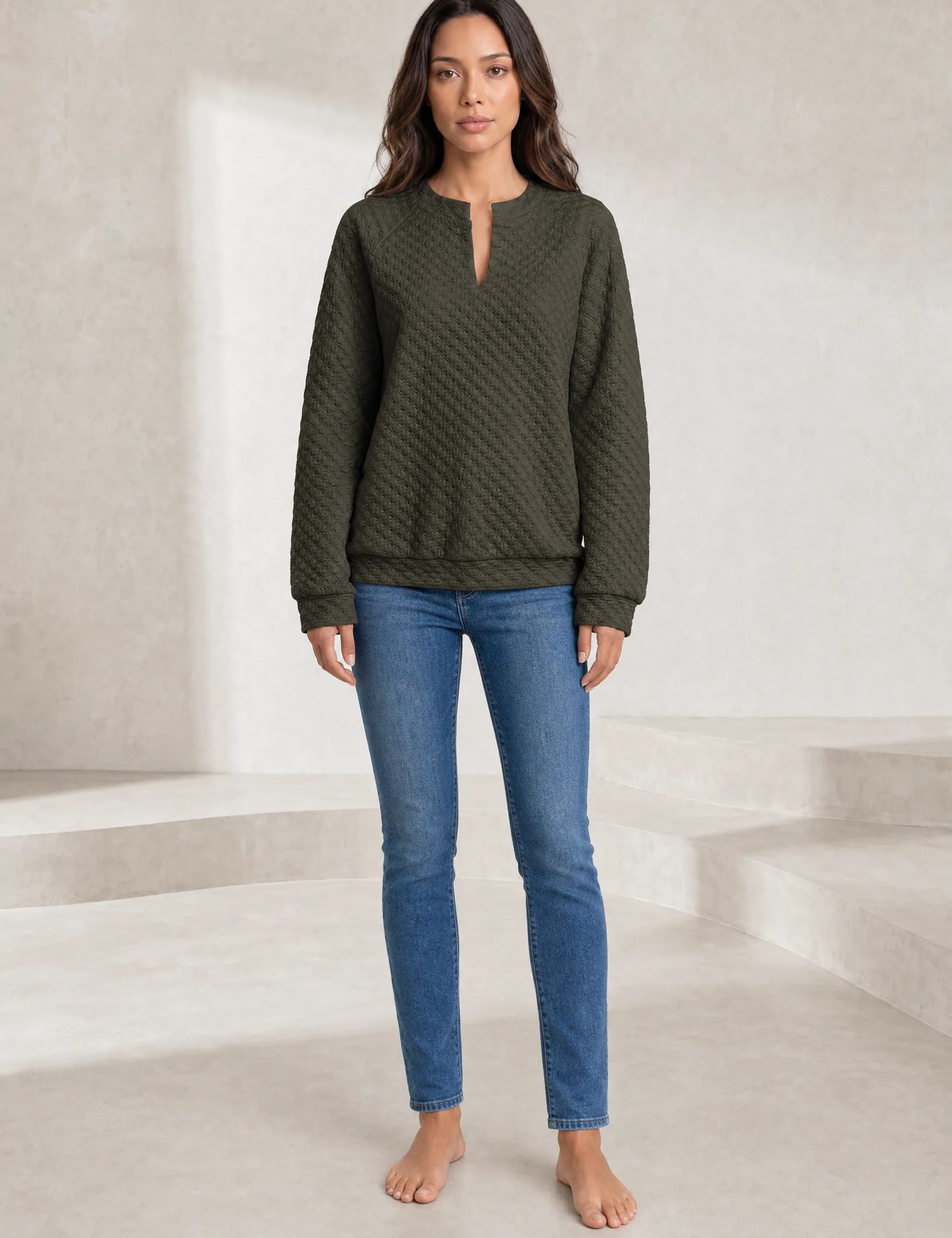 Sweat matelassé col fendu | Lounelle Paris