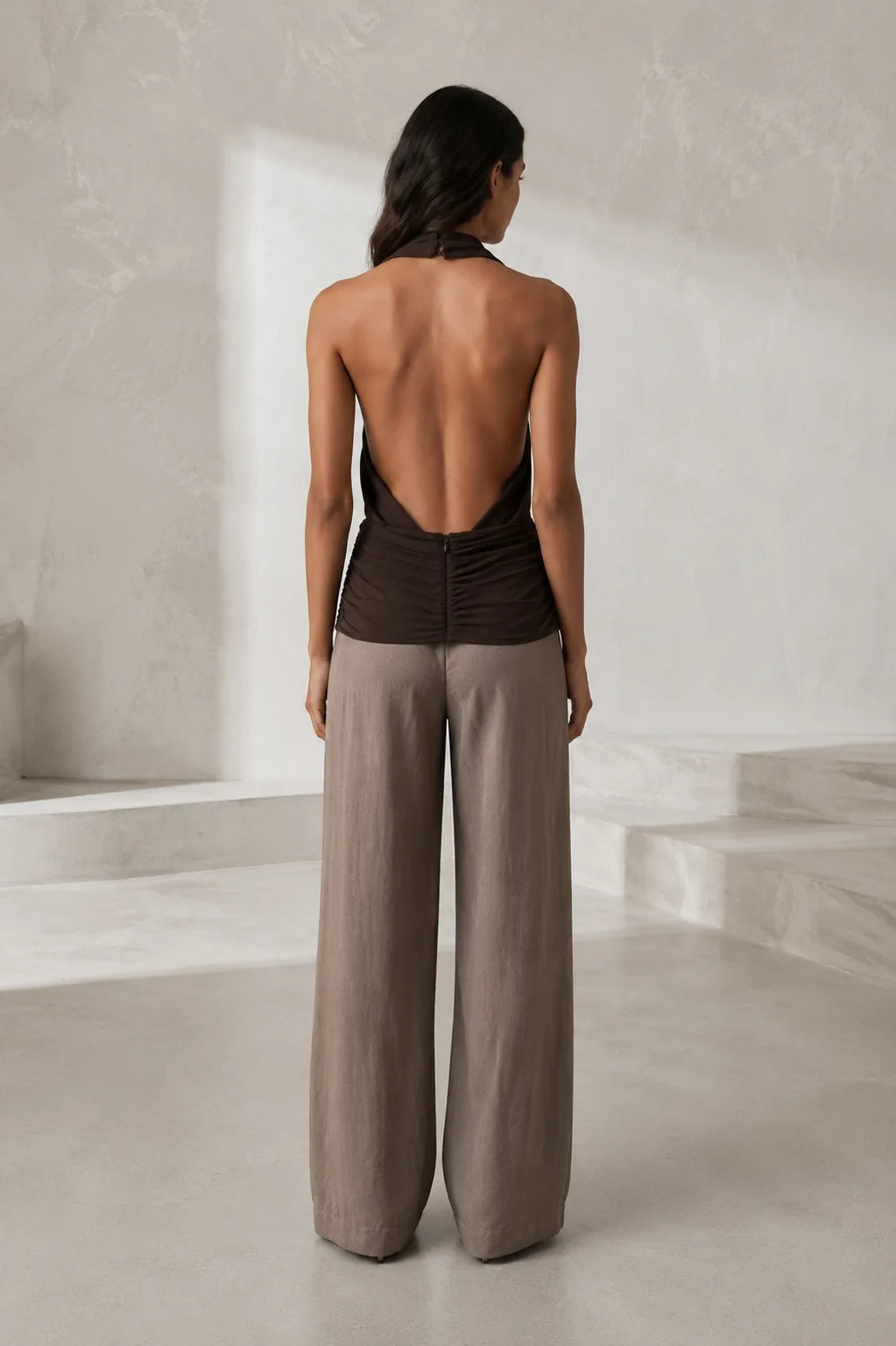 Top marron col licou dos nu | Lounelle Paris