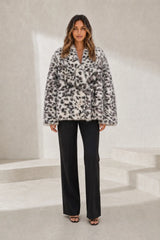 Veste ample fausse fourrure imprimé animalier