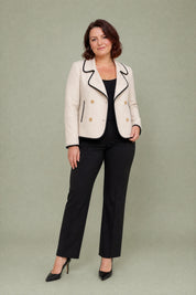 Veste beige à double boutonnage | Porté sur une autre silhouette | Lounelle Paris