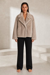 Veste beige effet fausse fourrure