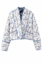 Veste matelassée blanche à imprimé floral | Lounelle Paris