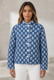 Veste matelassée imprimée col montant | Lounelle Paris